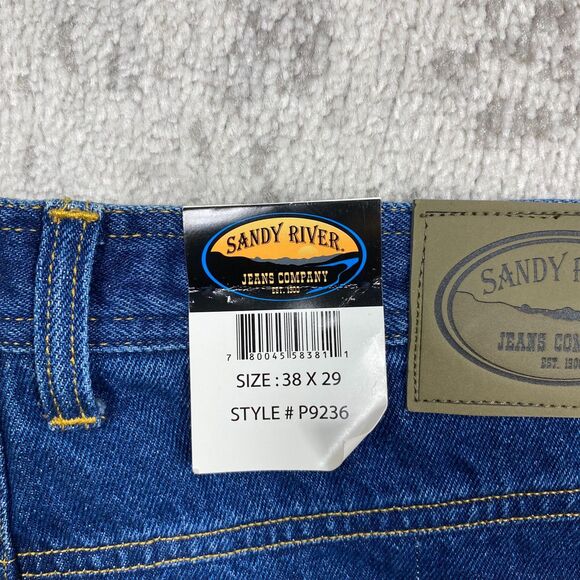 NEW Sandy River Jeans Blue Straight Relaxed Men's Flannel Lined Jeans Size 38x29 - Picture 2 of 6